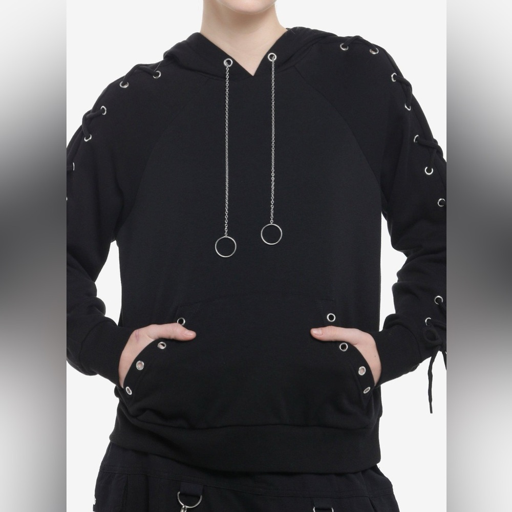 Hot Topic Social Collision Black Hardware Girls Hoodie